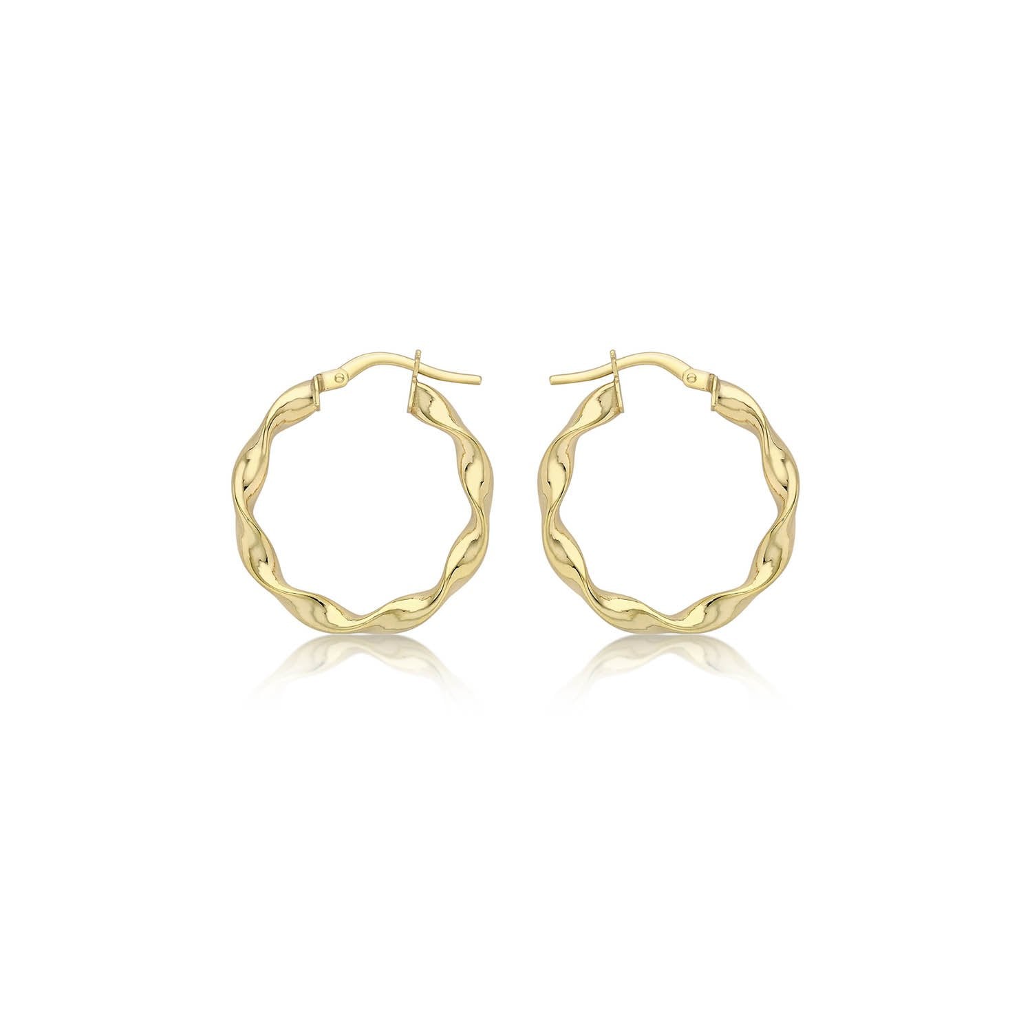 9ct Yellow Gold 22.5mm Twist Hoop Creole Earrings