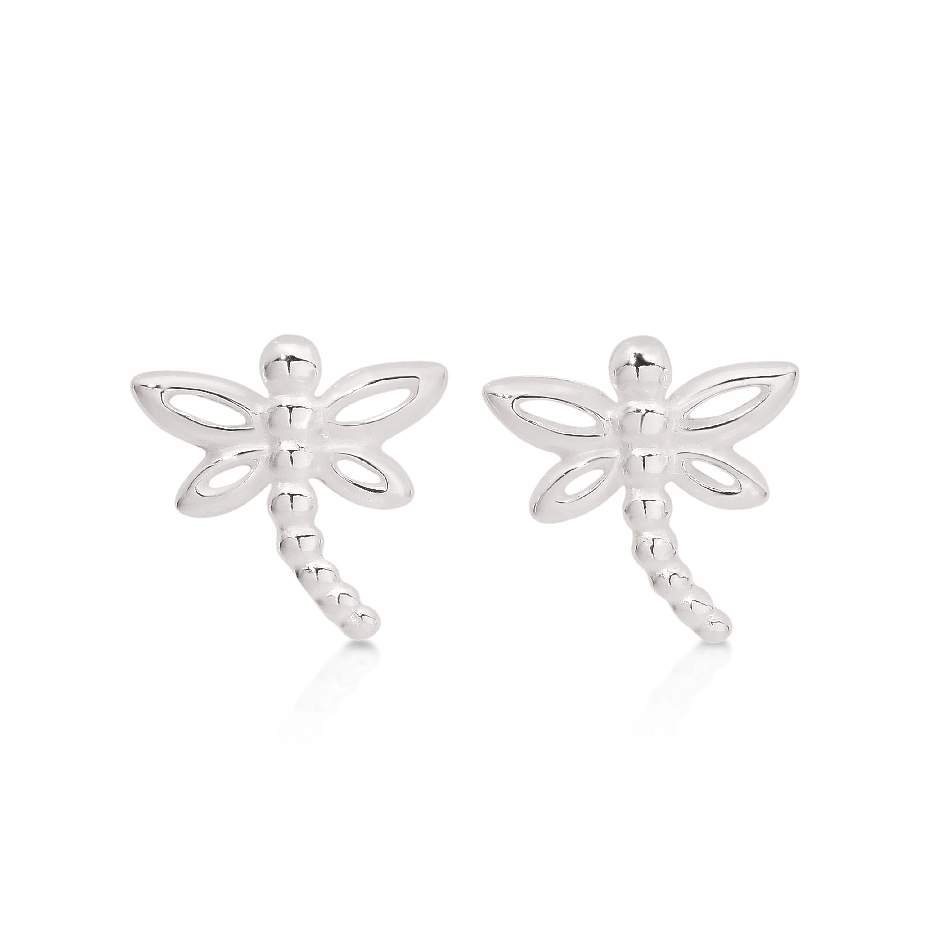 Silver dragonfly studs