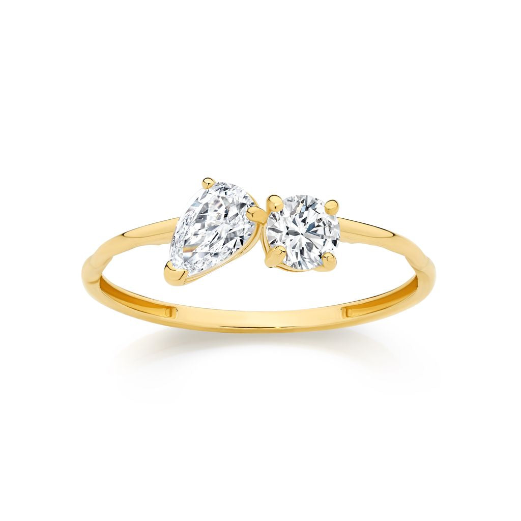 9ct gold claw set cubic zirconiaring