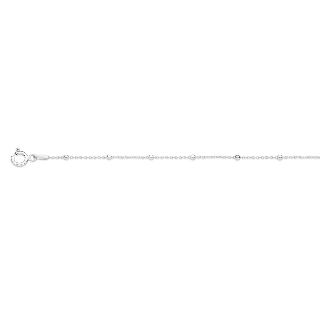 Silver polished ball cable anklet