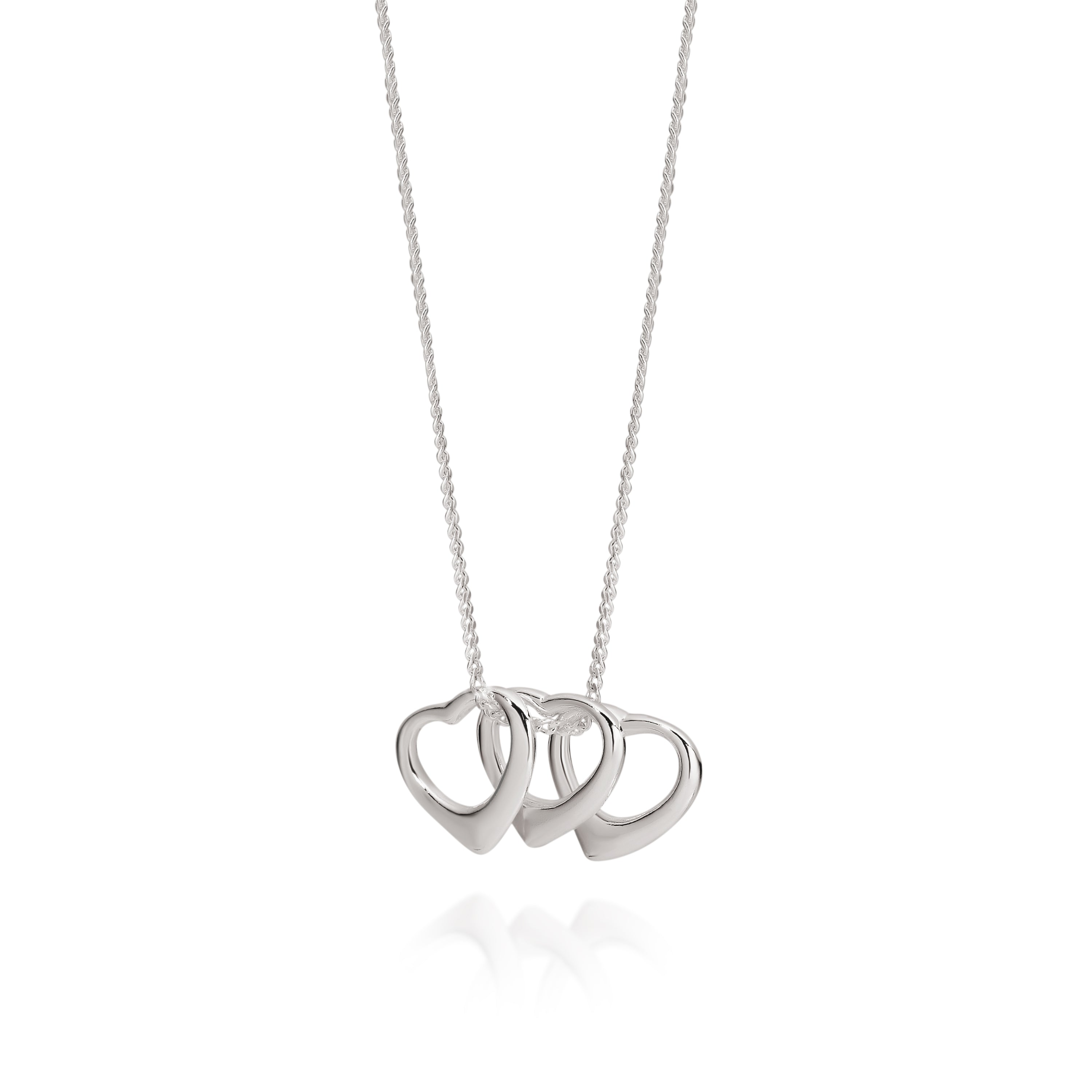 Silver triple heart necklace