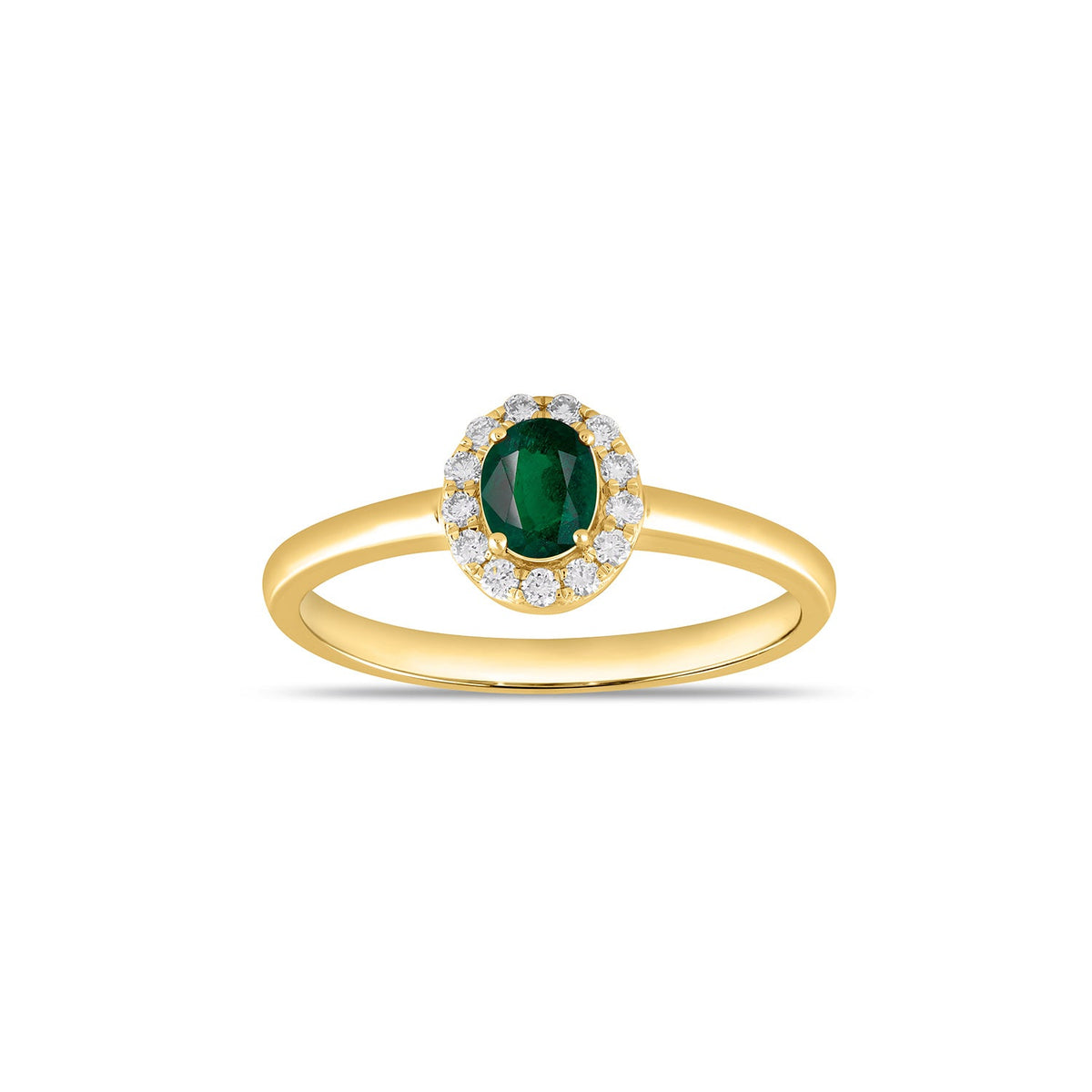 9ct Yellow Gold Lab Emerald and Diamond Ring