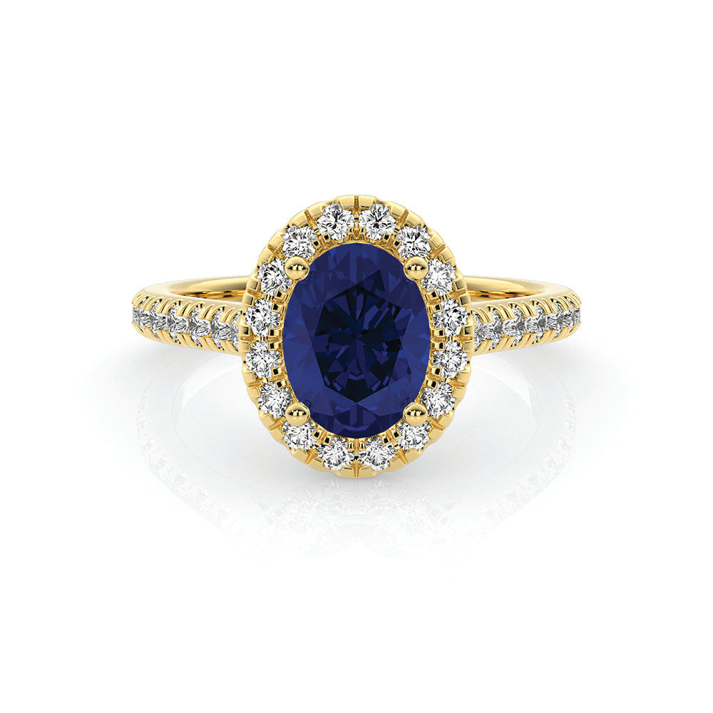 9ct White Gold Lab Purple Amethyst and Diamond Ring